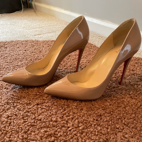 Christian Louboutin Pigalle Follies 100mm nude patent leather pumps - Picture 4 of 7